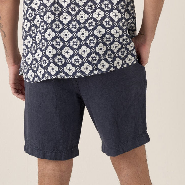 Linen Napoli Short: Navy