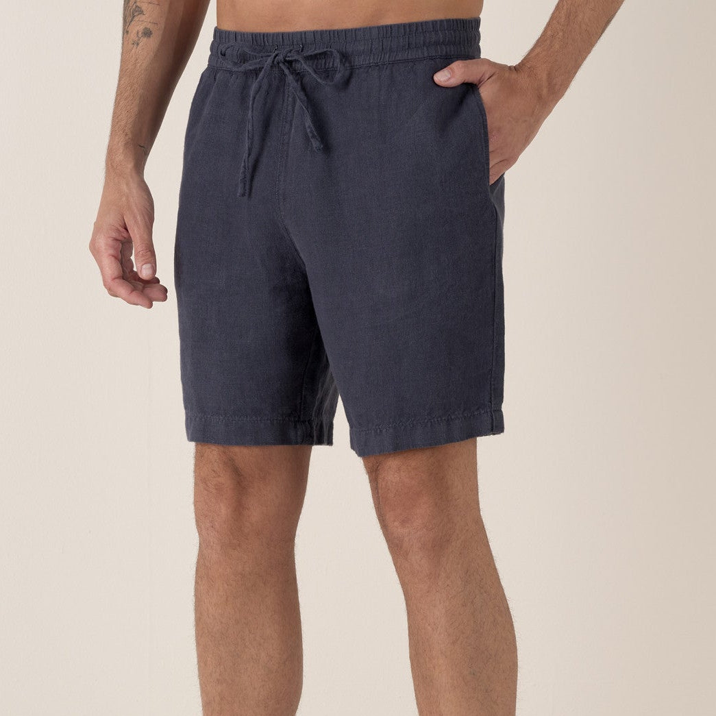 Linen Napoli Short: Navy
