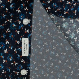 Repeat Flower Poplin Shirt L/S: Navy
