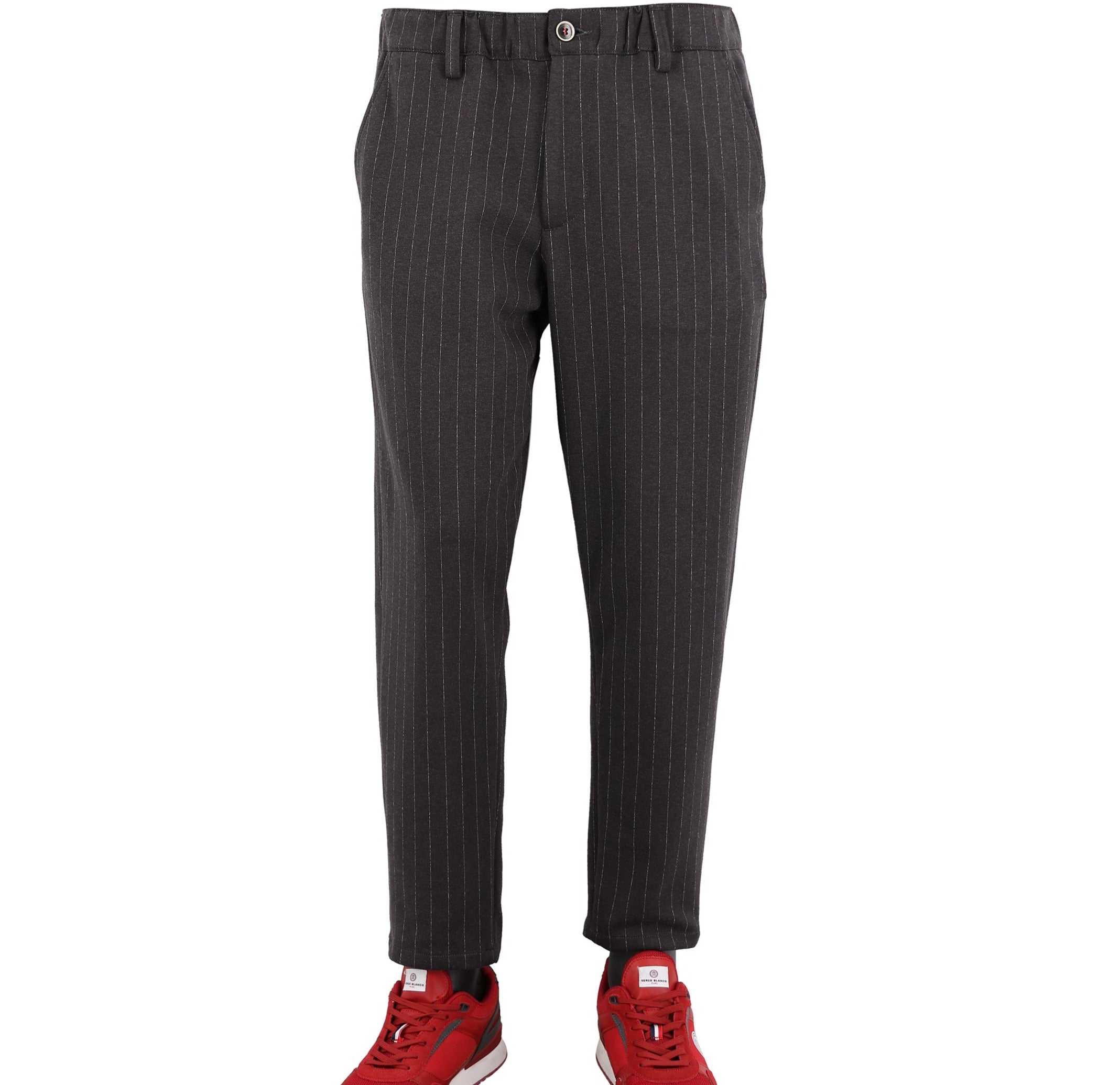 736 Elasticized Waistband Striped Chino: Steel