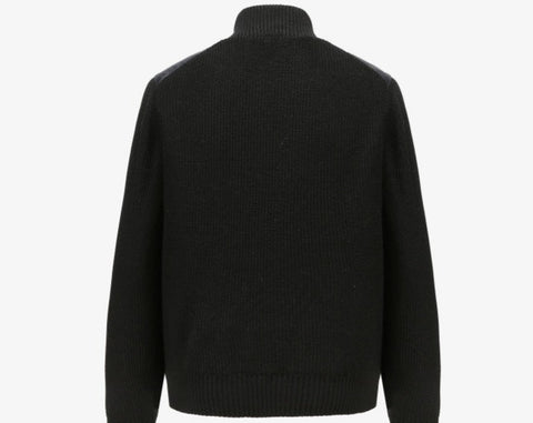 Jeff Puffer Jacket with Knit Sleeves: Black