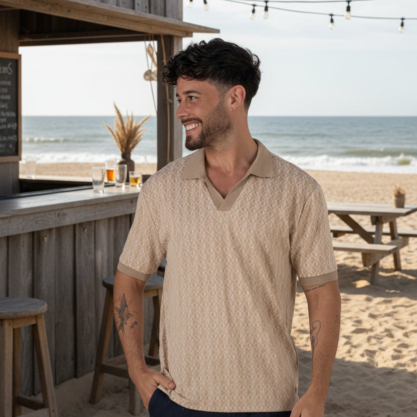 Jacquard Portofino Polo S/S: Cream