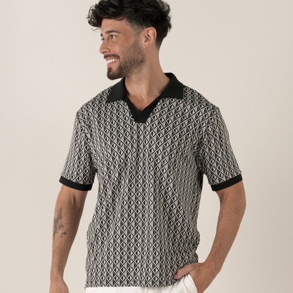 Jacquard Portofino Polo S/S: Navy – Henry & Company