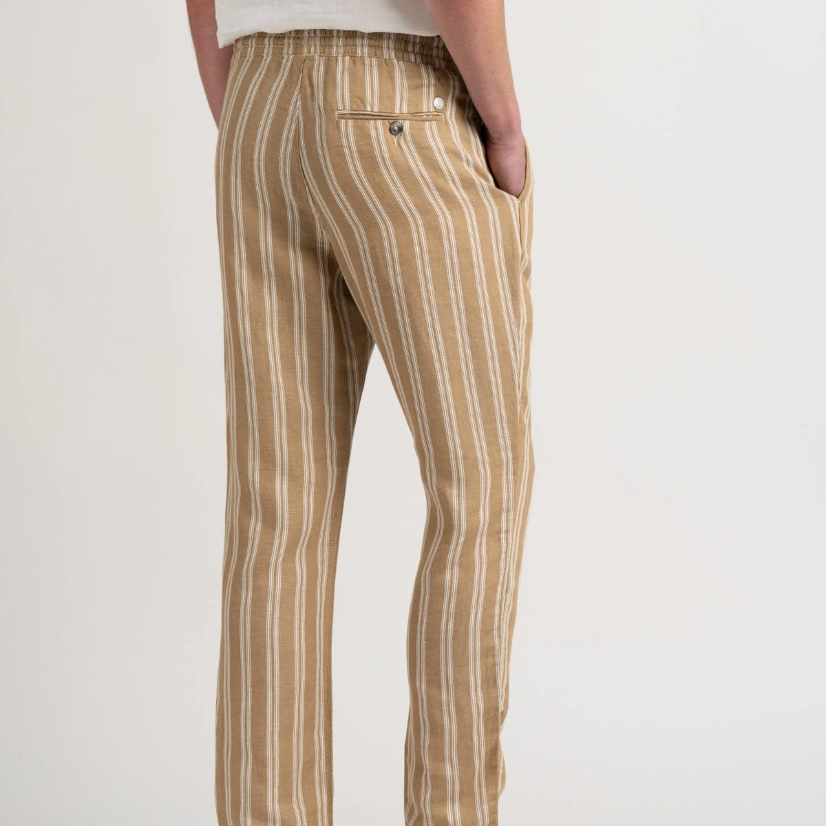 Striped Linen Reno Pant: Cream