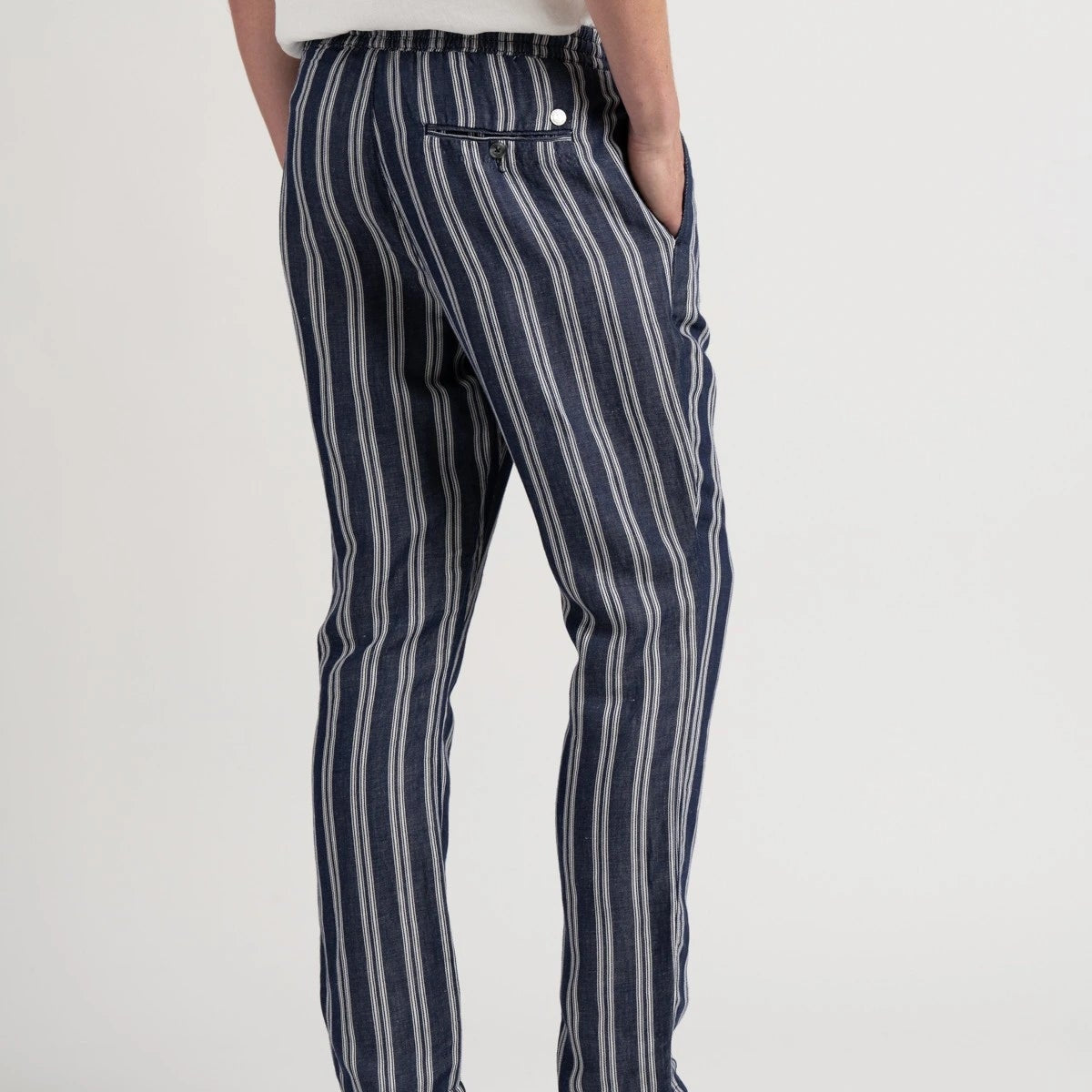 Striped Linen Reno Pant: Navy