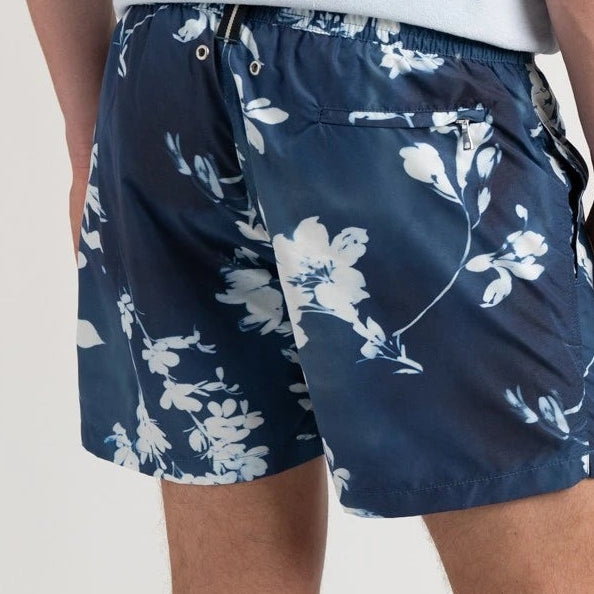 Floral Print Spring Swim: Navy