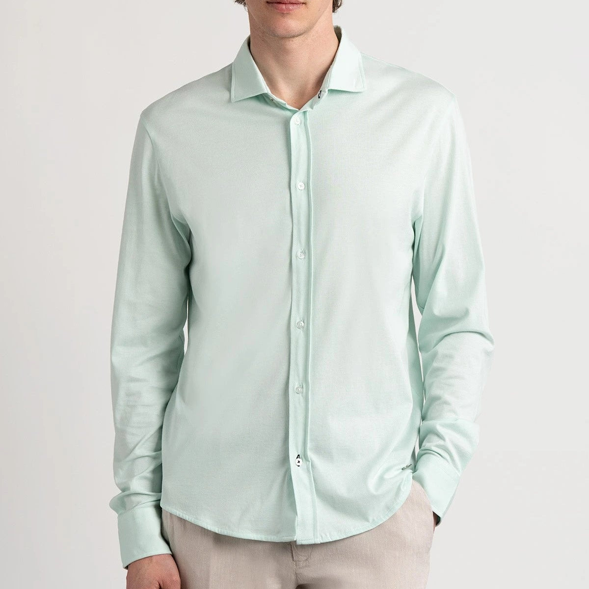 Stuart Jersey Shirt L/S: Aqua