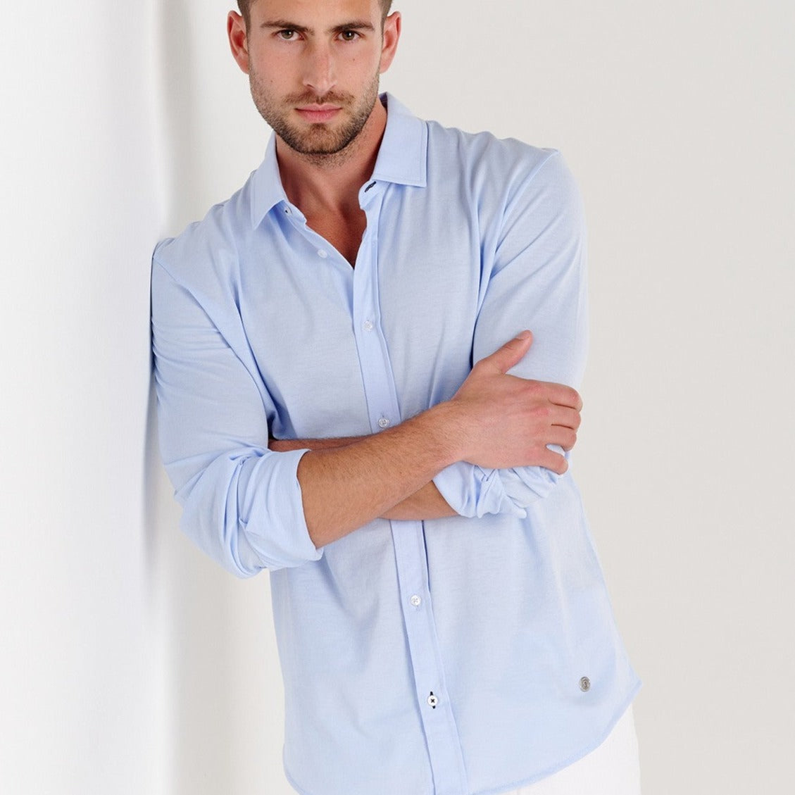 Stuart Jersey Shirt L/S: Sky Blue