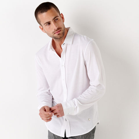 Stuart Jersey Shirt L/S: White