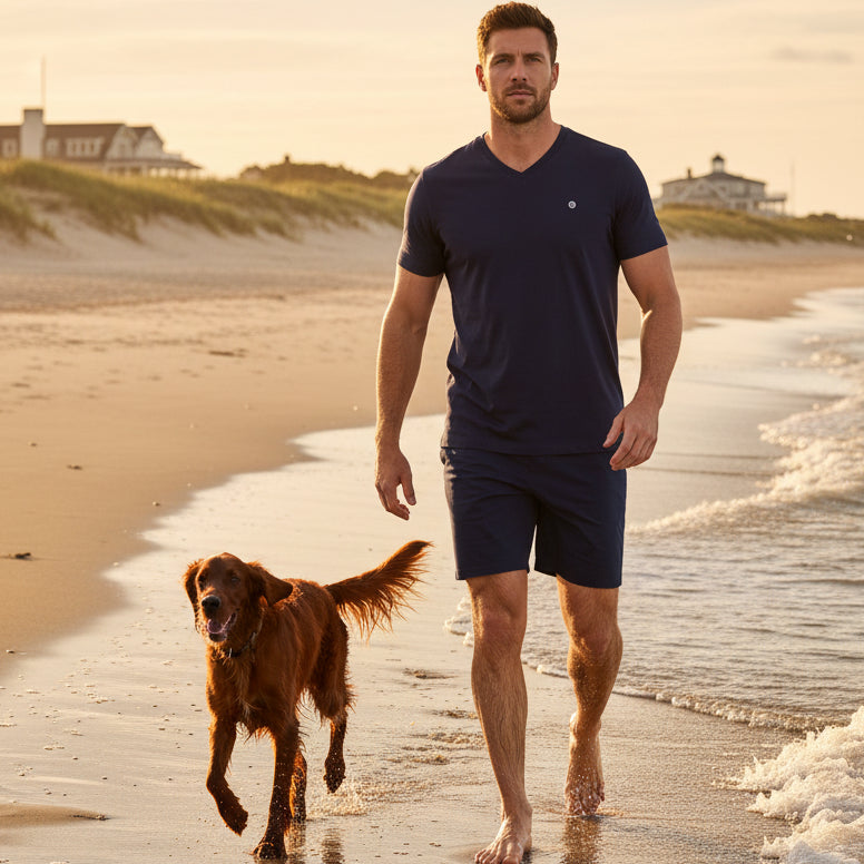 Thibault V-Neck T-Shirt S/S: Dk Navy