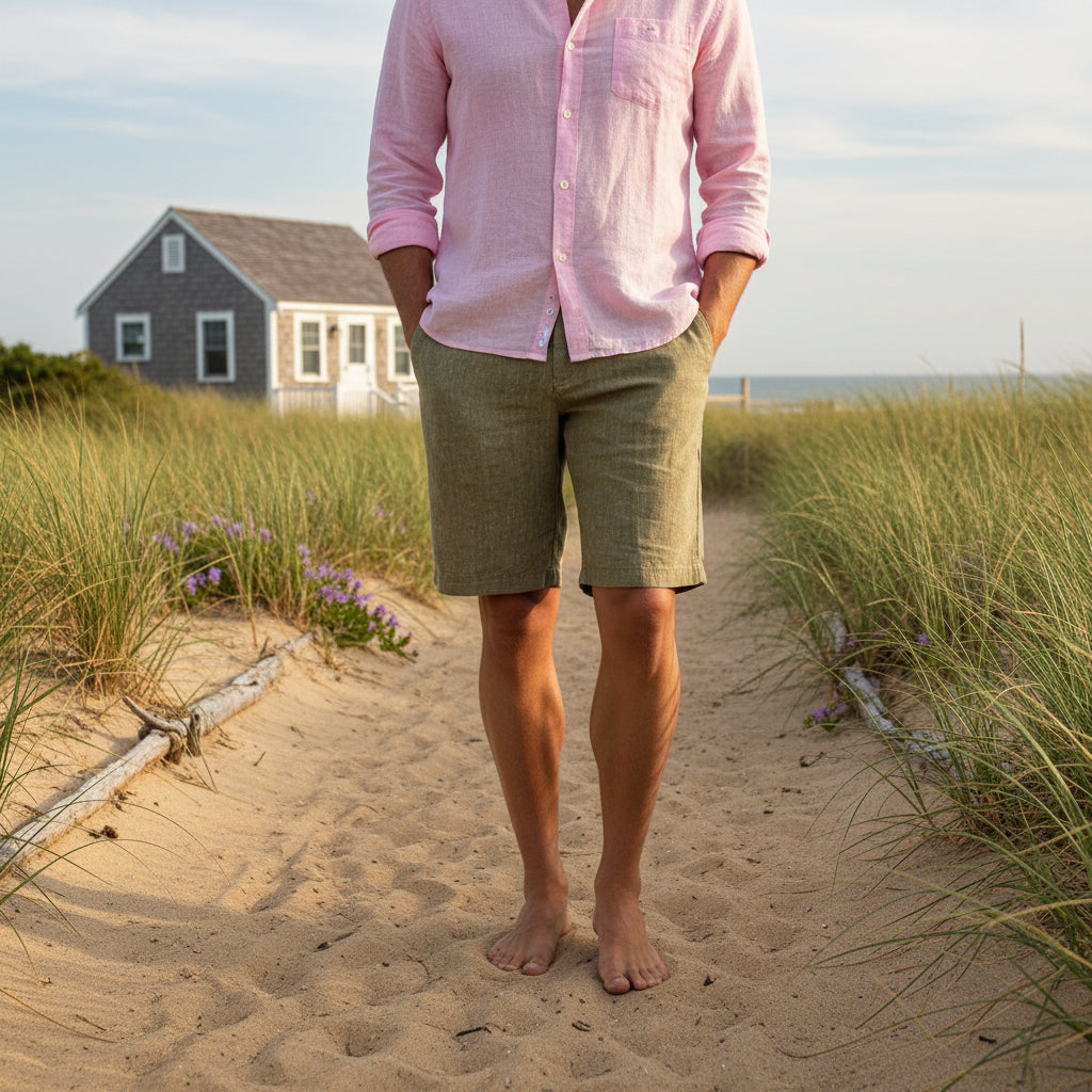Turner Stretch Linen Short: Khaki