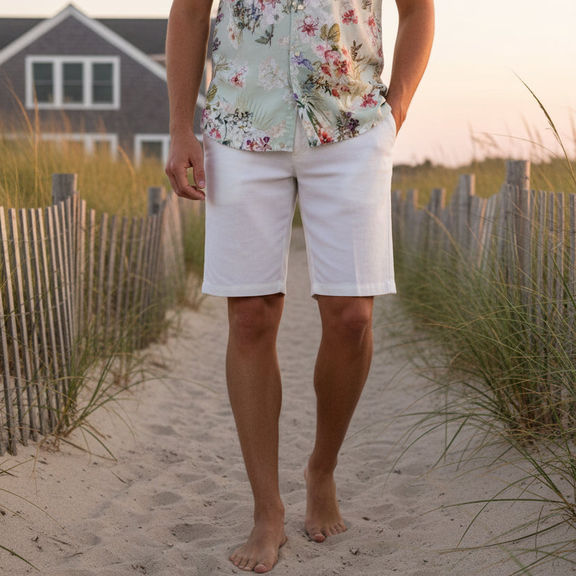 Turner Stretch Linen Short: White