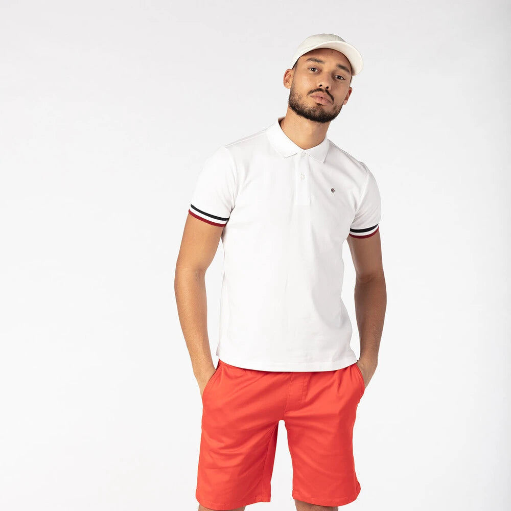 "PLAY" Stretch Polo S/S: White