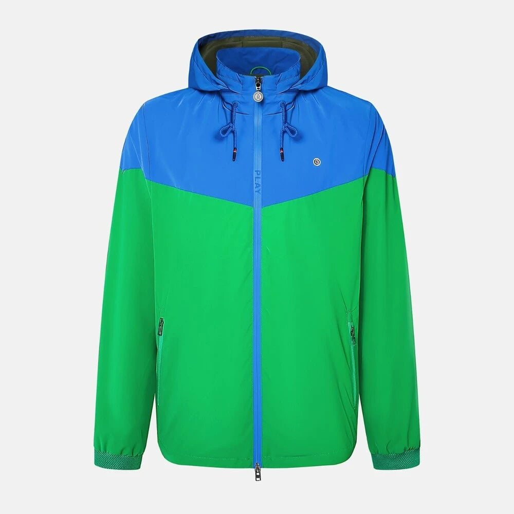 "PLAY" Windbreaker: Field Green & Royal
