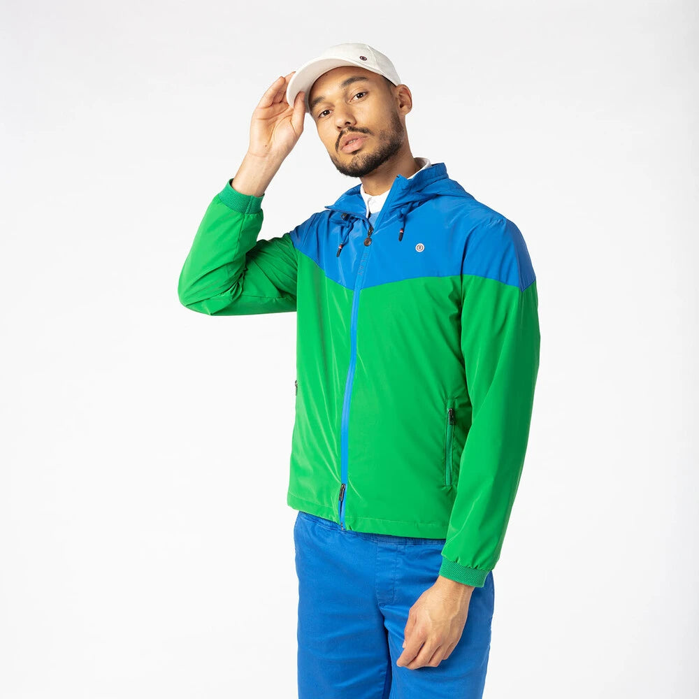 "PLAY" Windbreaker: Field Green & Royal