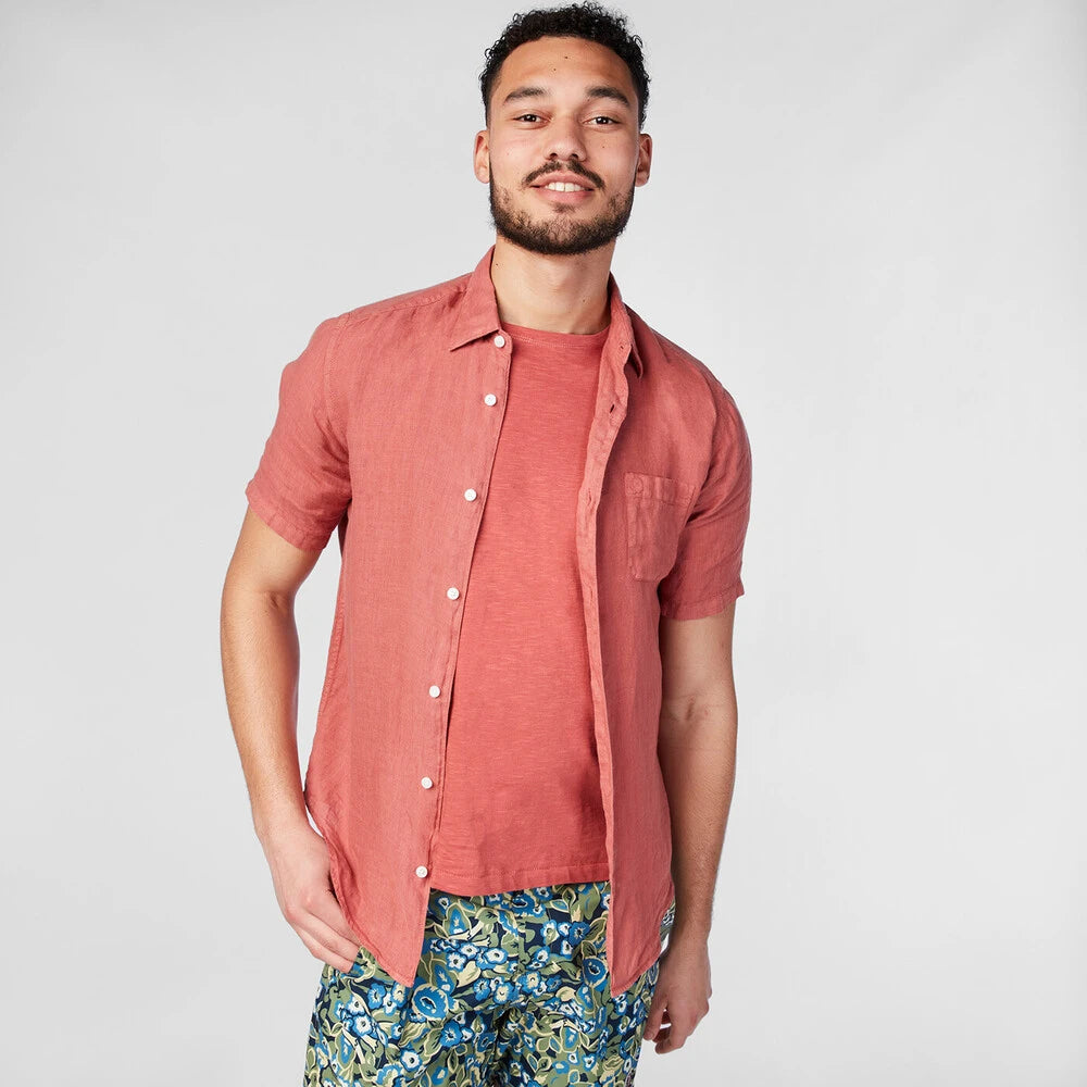 Solid Linen Shirt S/S: Sienna