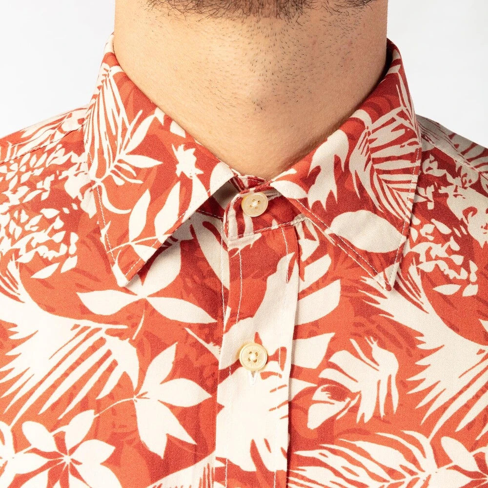 Hawaiian Print Shirt S/S: Orange