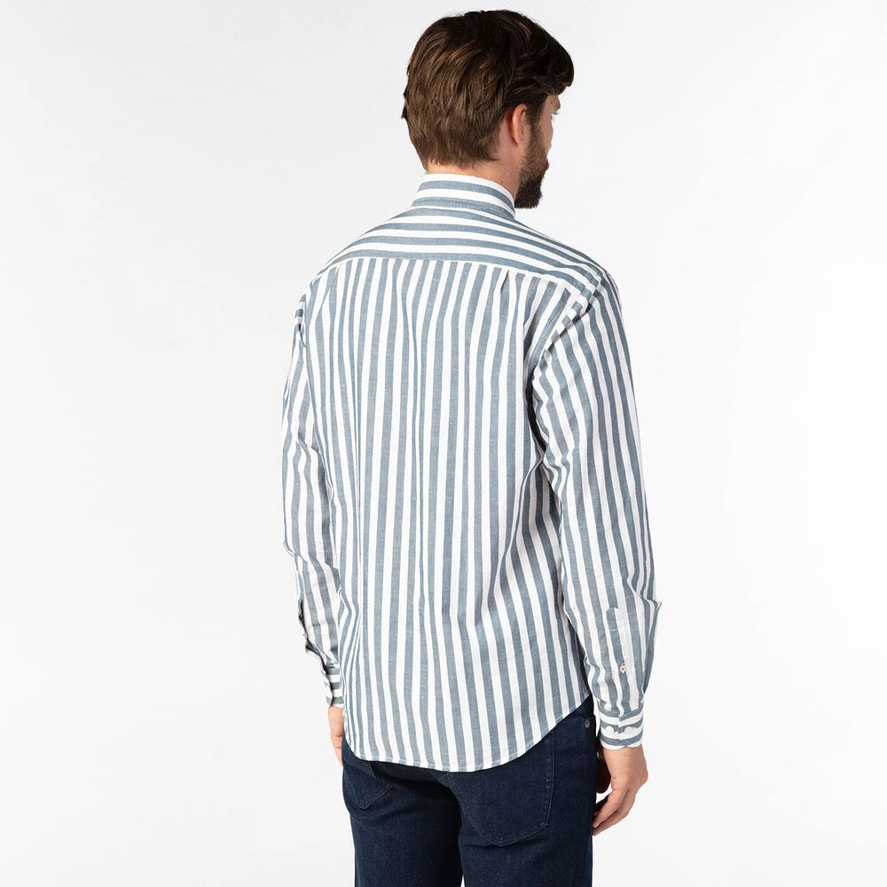 Vertical Stripe Shirt L/S: Granite & White