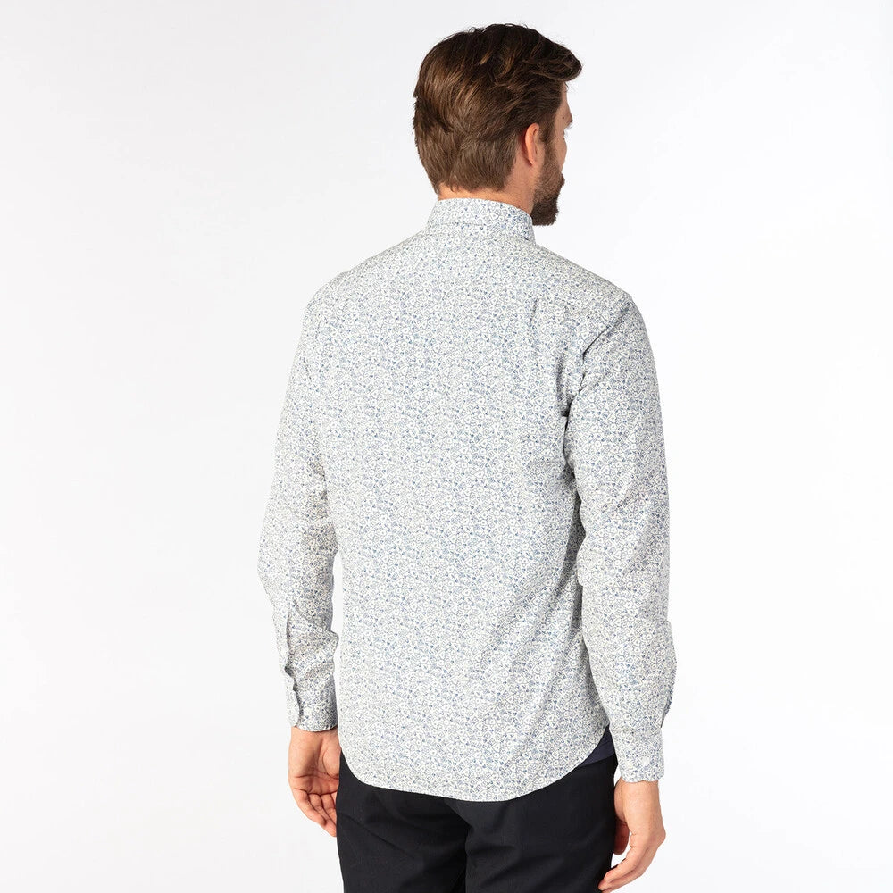 Floral Print Shirt L/S: Blue