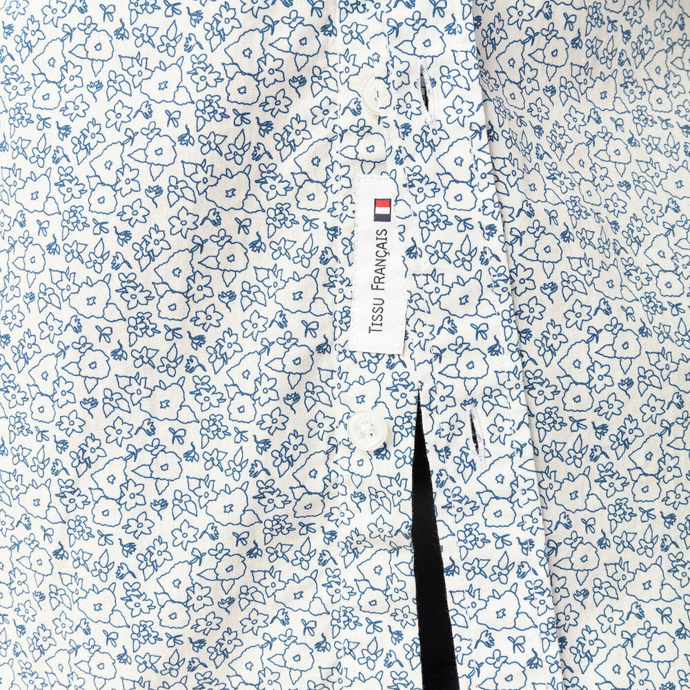 Floral Print Shirt L/S: Blue