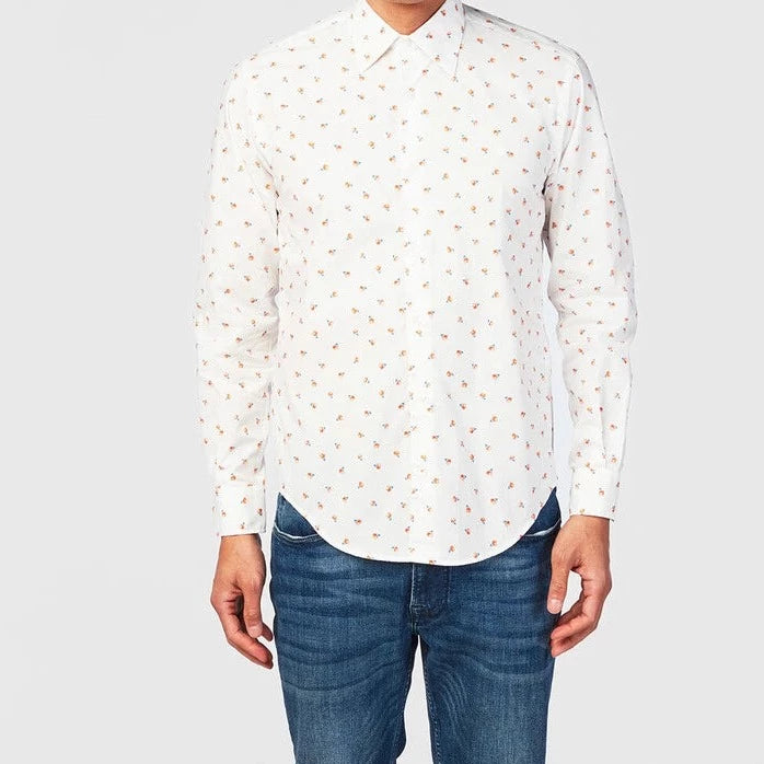 Mini Floral Print Shirt L/S: White