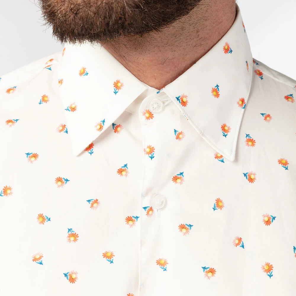 Mini Floral Print Shirt L/S: White
