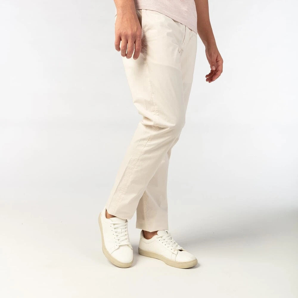 Elasticised Waist Chino Pant: White Sand