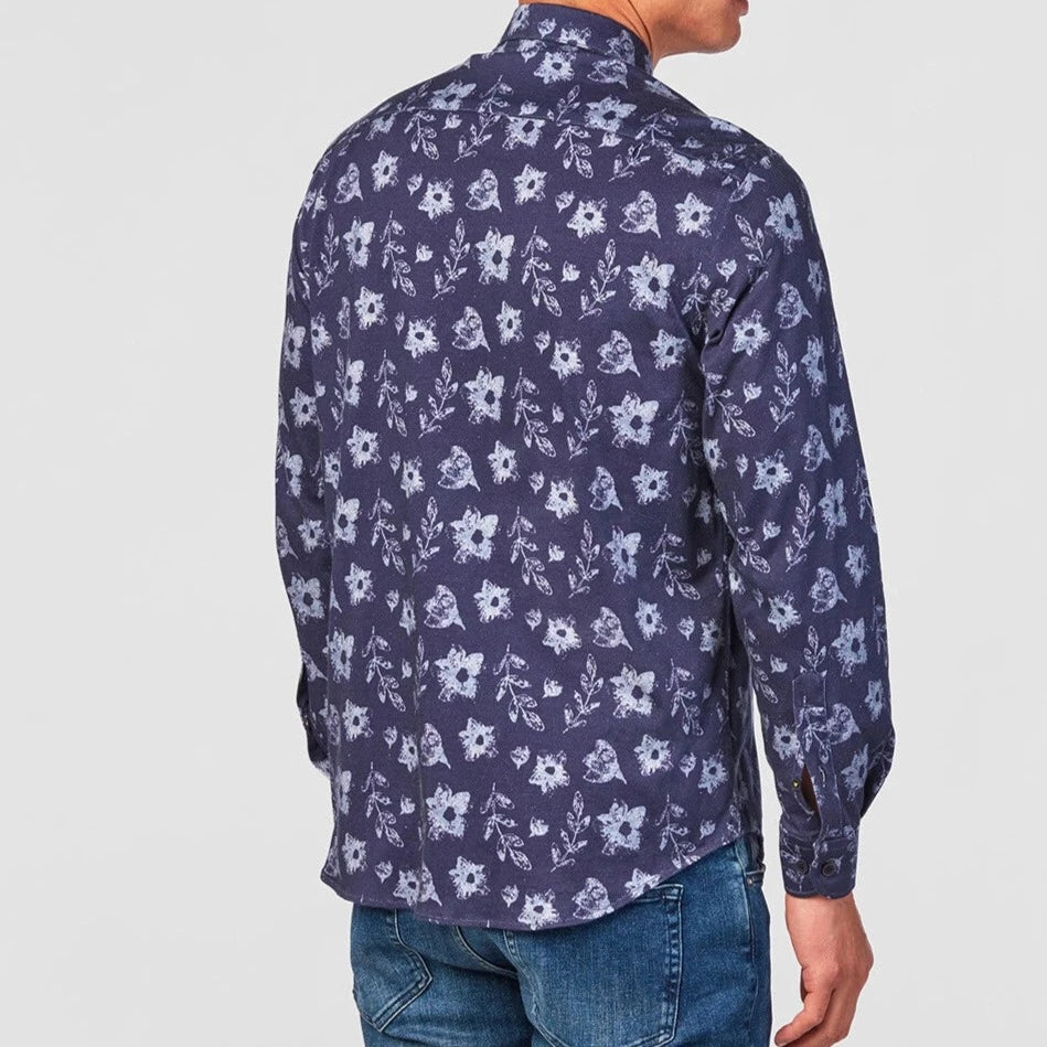 Garden Motif Shirt L/S: Navy