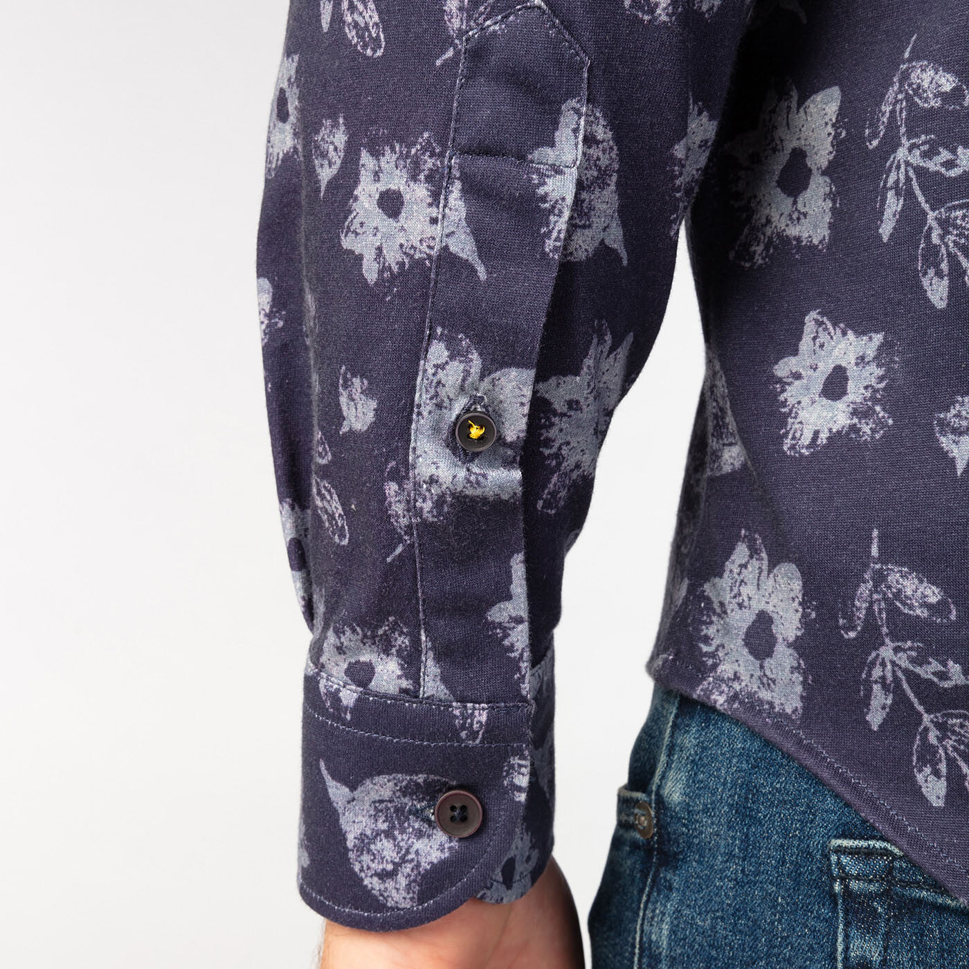 Garden Motif Shirt L/S: Navy