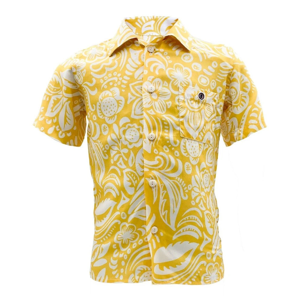 "PLAY" Tropical Print Shirt S/S: Yellow