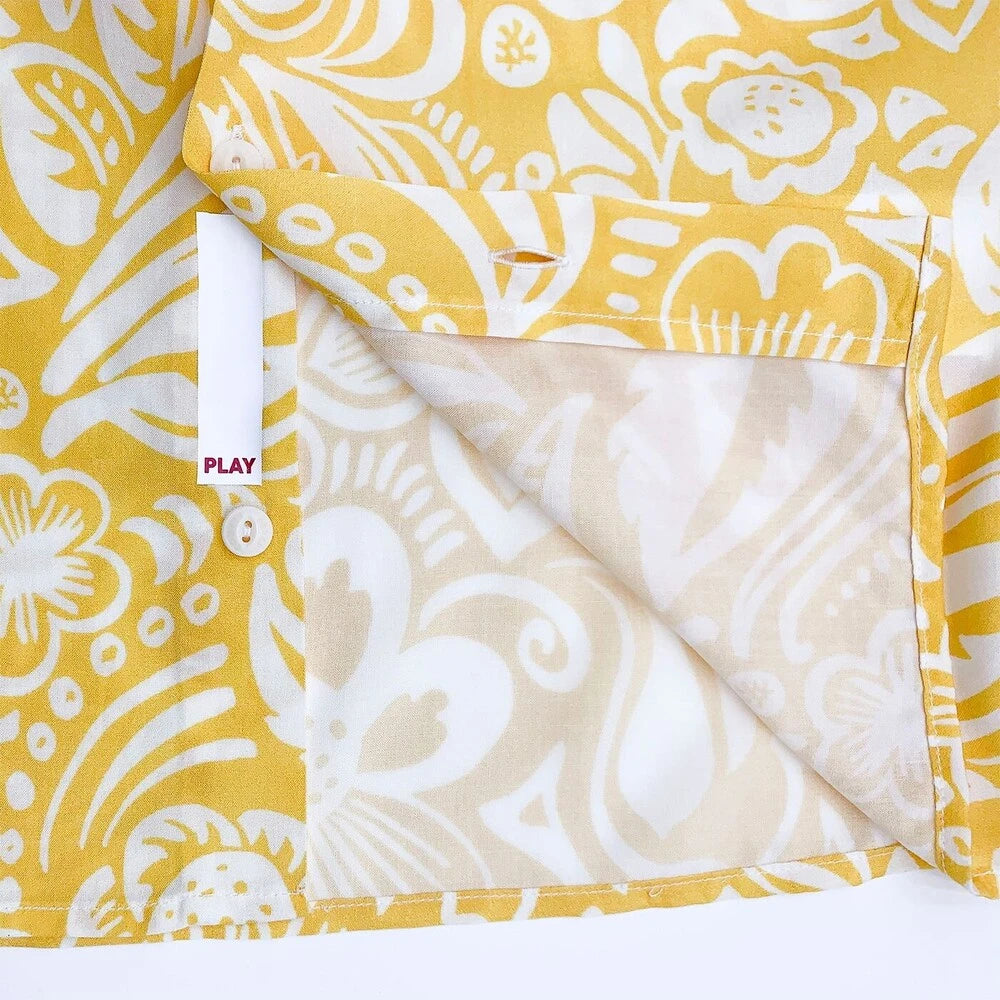 "PLAY" Tropical Print Shirt S/S: Yellow