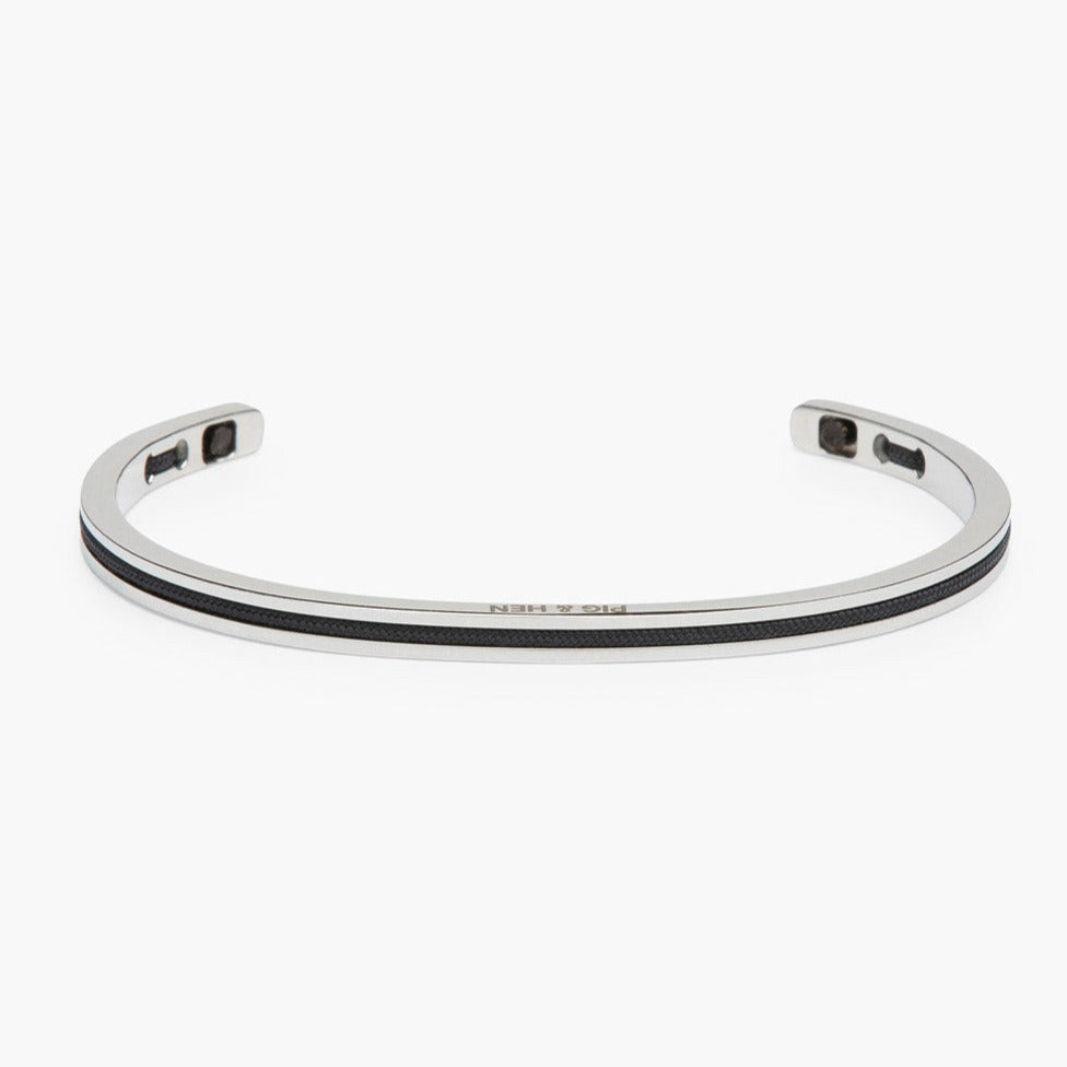 Navarch Cuff 4mm Bracelet ML: Navy/Silver