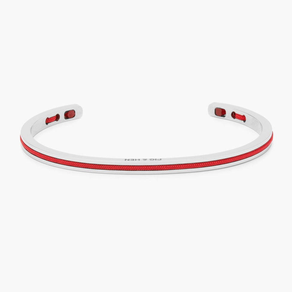 Navarch Cuff 4mm Bracelet ML: Raspberry/Silver