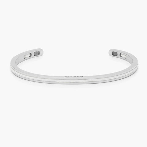 Navarch Cuff 4mm Bracelet ML: White/Silver