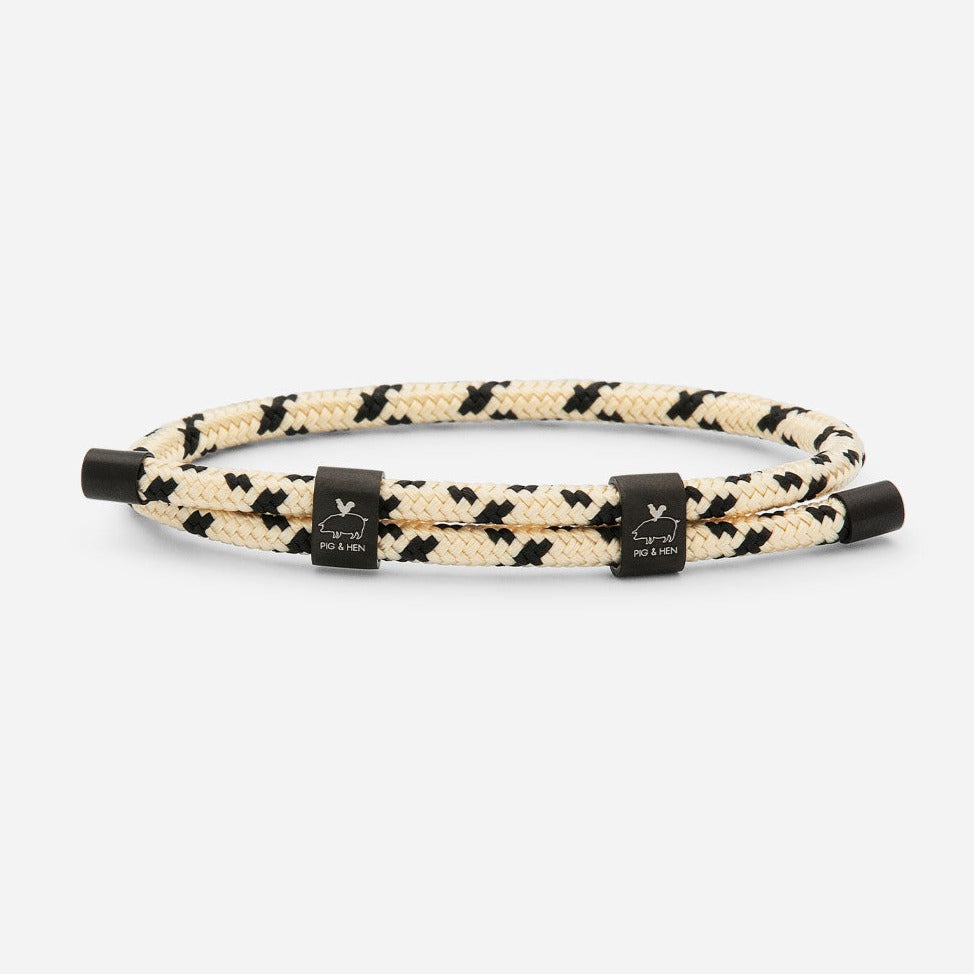 Little Lewis Double Bracelet L: Ivory-Black