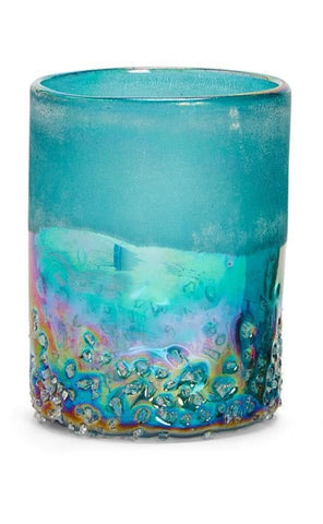 Seafoam Frosted Candle Holder: Large