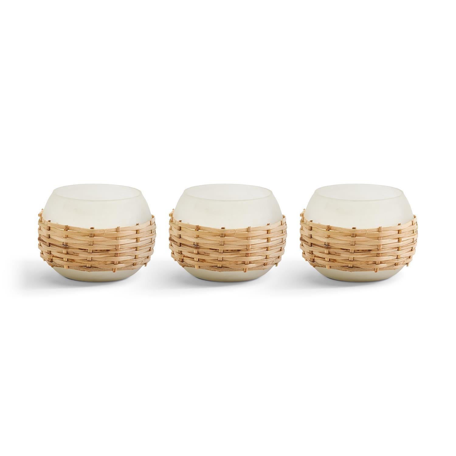 Frosted Cane Weave Candle: SOLD INDIVIDUALLY