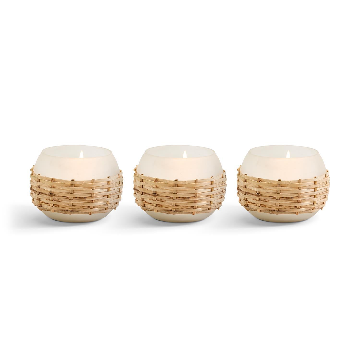 Frosted Cane Weave Candle: SOLD INDIVIDUALLY