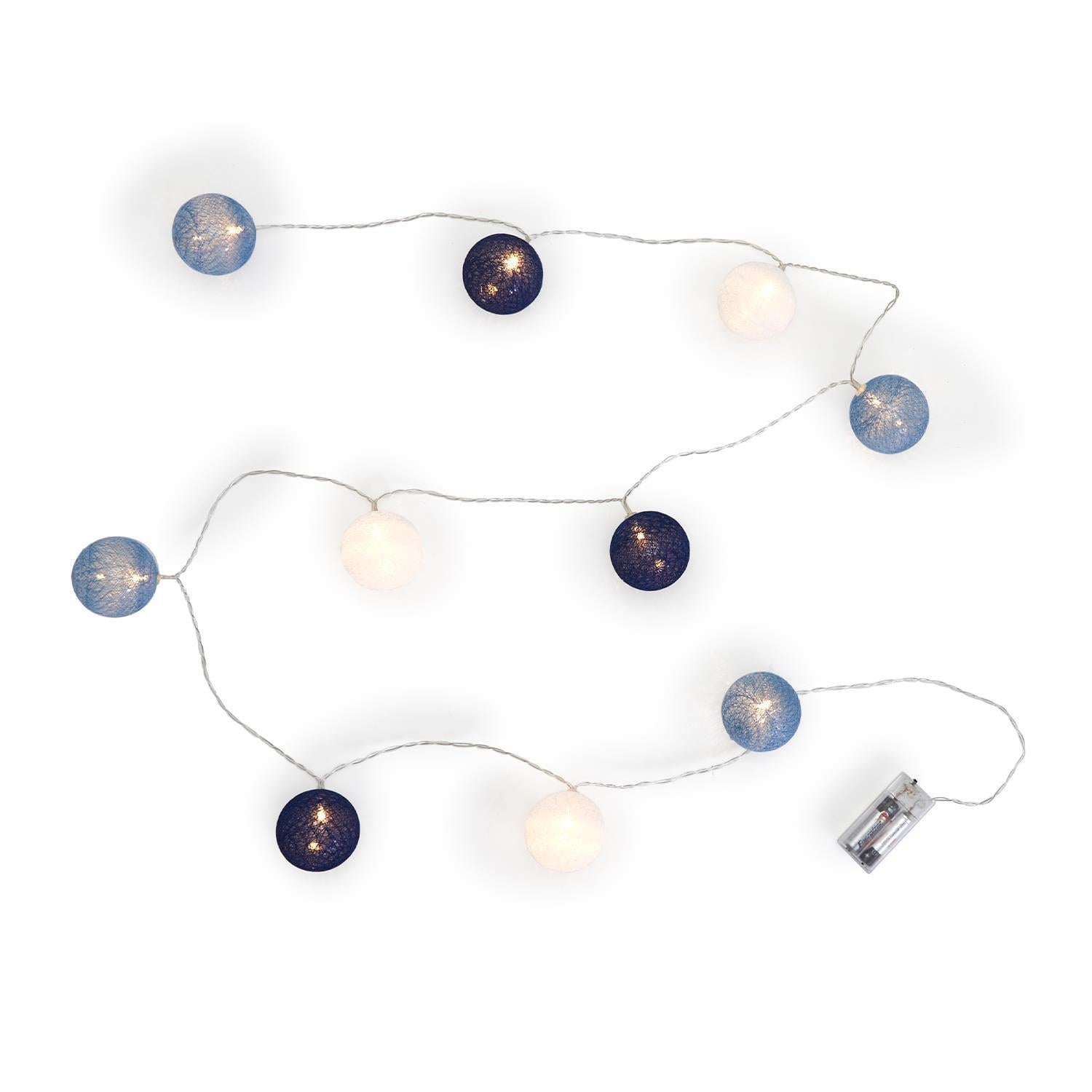 Blue & White Ball String Lights