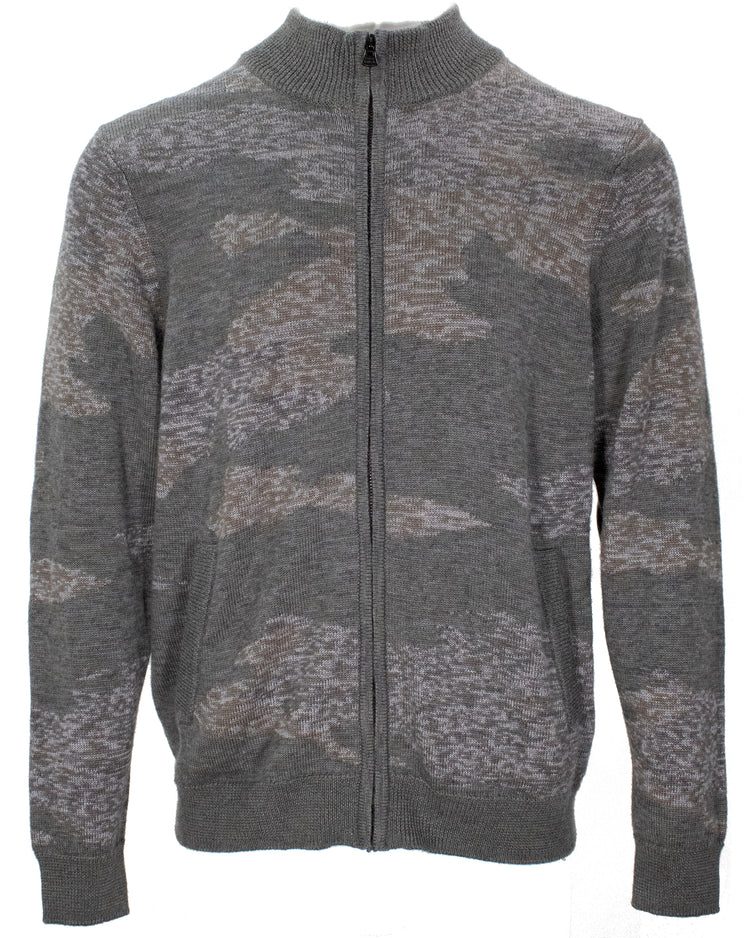 Carlo Full Zip Sweater L/S: Moss Camo
