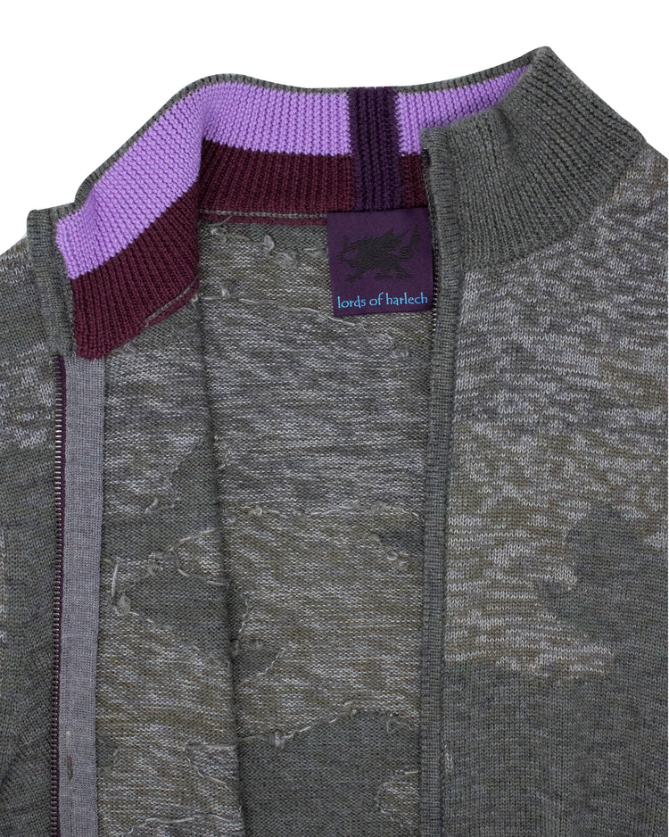 Carlo Full Zip Sweater L/S: Moss Camo