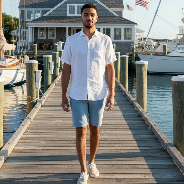 Solid Linen Shirt S/S: White