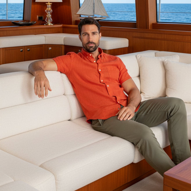 Solid Linen Shirt S/S: Apricot