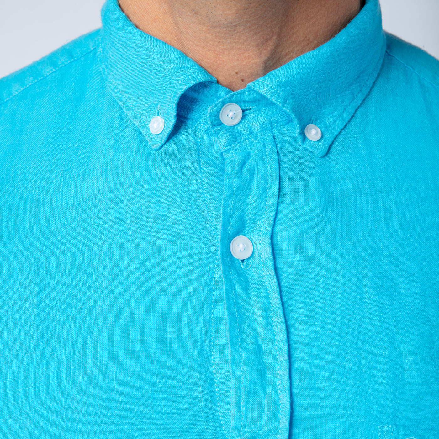 Solid Linen Shirt S/S: Turquoise