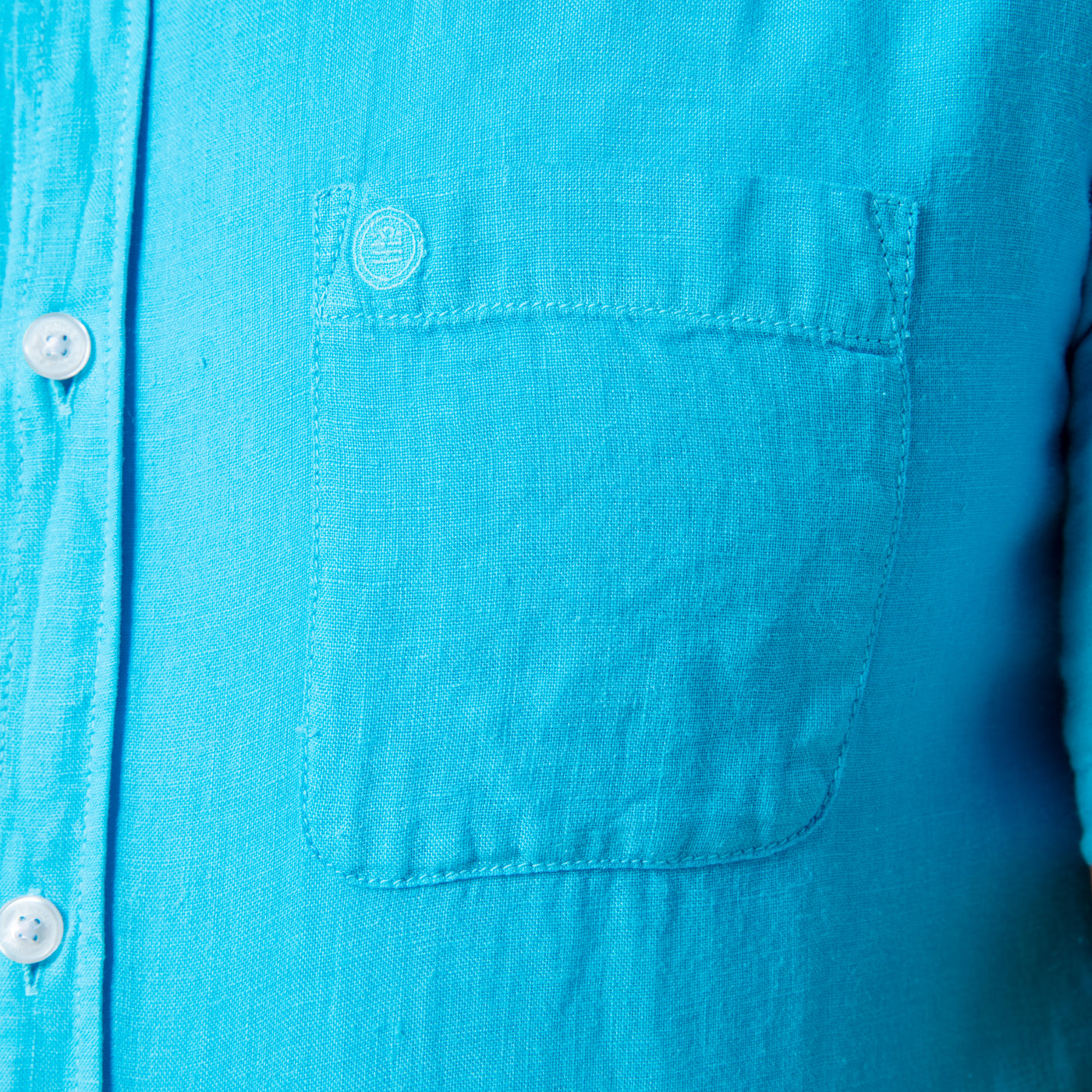 Solid Linen Shirt S/S: Turquoise