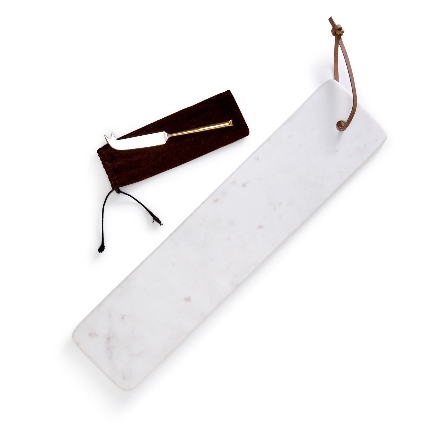 Elongated Marble Serving Tray: White