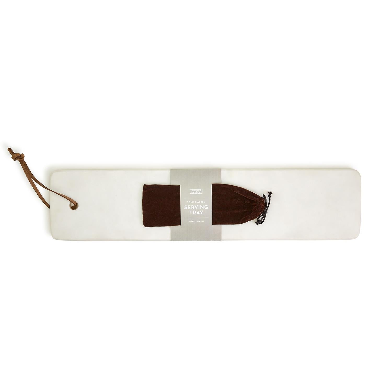 Elongated Marble Serving Tray: White