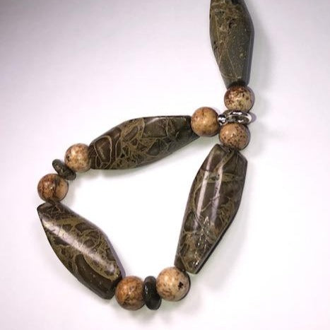Russian Serpentine & Picture Jasper Bracelet: #107