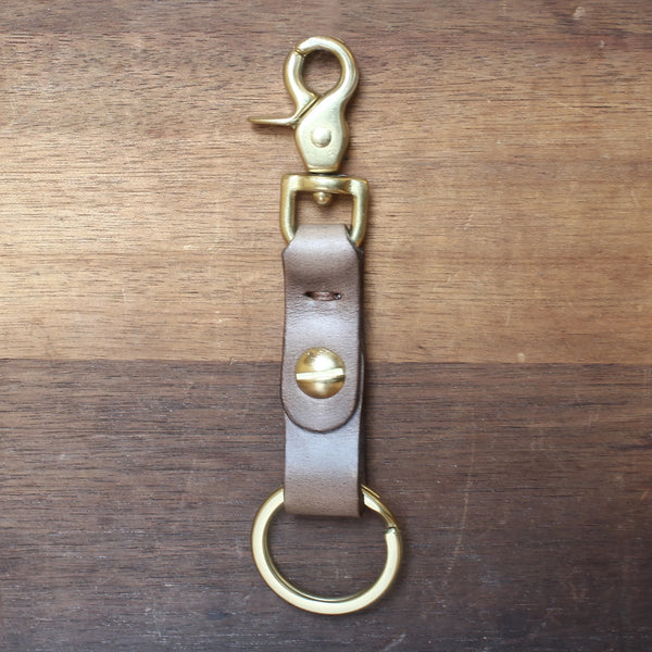 Belt Loop Leather & Brass Keychain - Natural