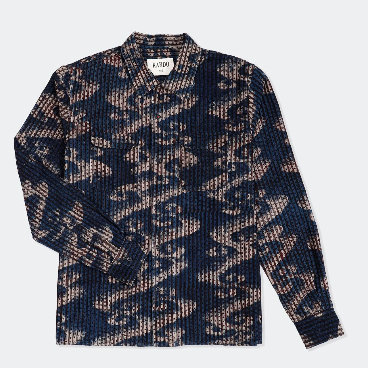 Martand Printed Corduroy Shirt L/S: Navy
